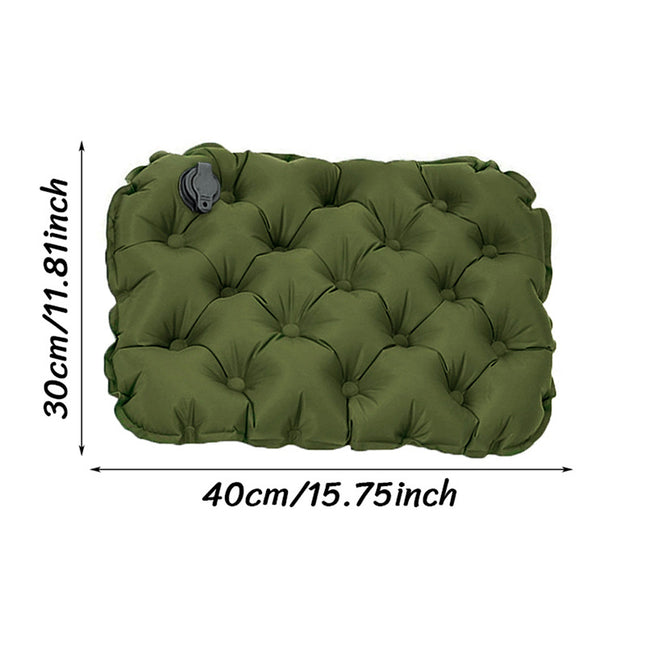 Inflatable Seat Cushion - Portable 40x30x5cm Camping Pad in Olive Green.