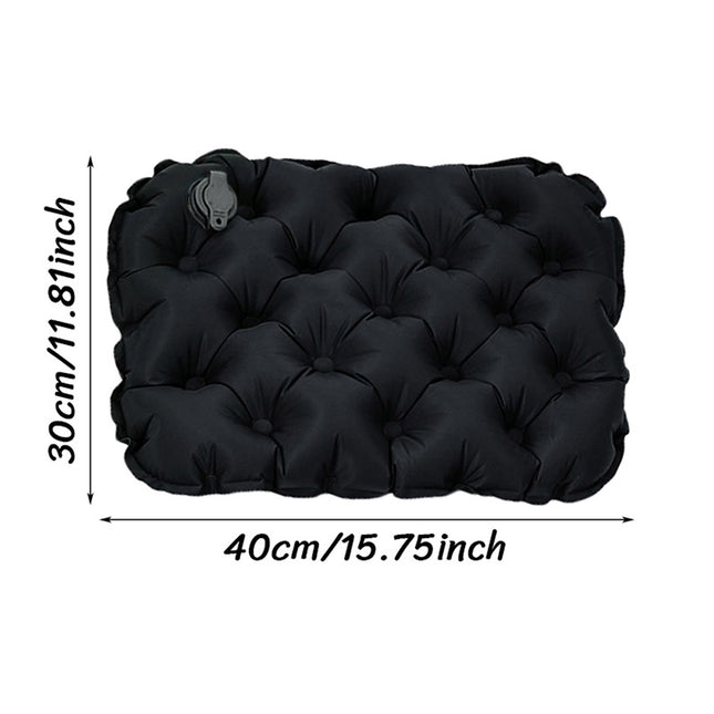 Inflatable Seat Cushion - Portable 40x30x5cm Camping Pad in Olive Black.