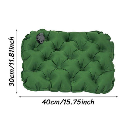 Inflatable Seat Cushion - Portable 40x30x5cm Camping Pad in Green.