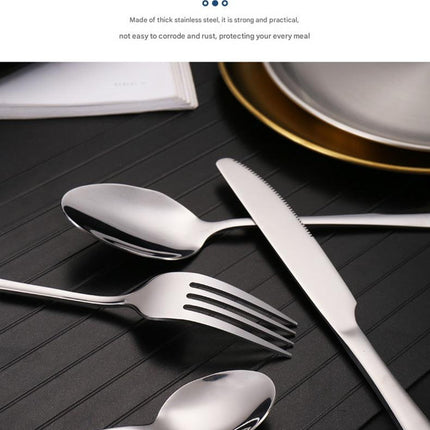 6-Piece Portable Stainless Steel Cutlery Set with Plate and Bag - Gold, Great for Camping and Travel (Teaspoon).