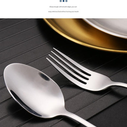 6-Piece Portable Stainless Steel Cutlery Set with Plate and Bag - Gold, Great for Camping and Travel (Teaspoon).