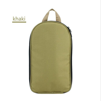 Portable Kitchen Utensil Storage Bag - Lightweight Organizer for Camping and Outdoor Cooking, Khaki.