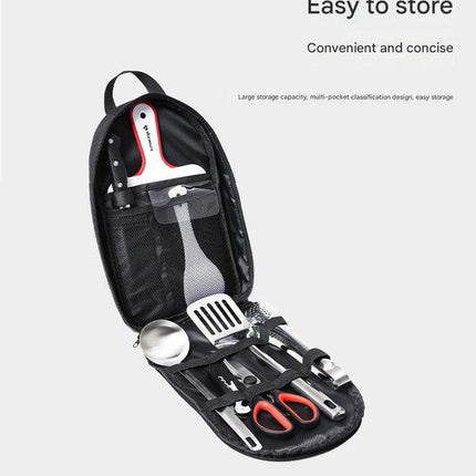 Portable Kitchen Utensil Storage Bag - Lightweight Organizer for Camping and Outdoor Cooking,Blue.