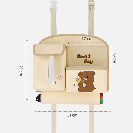 Car Seat Back Organizer with Practical design-Multi-Pocket Storage for Tissues and Gadgets-Brown.