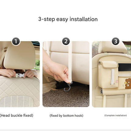 Car Seat Back Organizer with Practical design-Multi-Pocket Storage for Tissues and Gadgets-Brown.