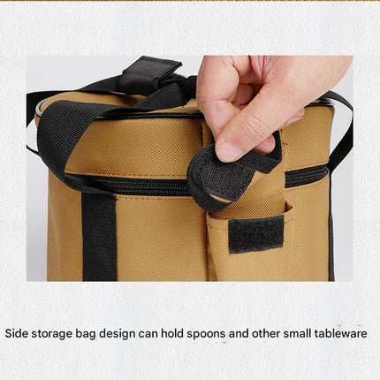Portable Outdoor Kitchen Utensil Organizer,Waterproof Camping Cookware Storage Bag, Khaki-Size L.