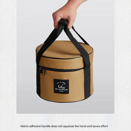 Portable Outdoor Kitchen Utensil Organizer,Waterproof Camping Cookware Storage Bag, Khaki-Size L.