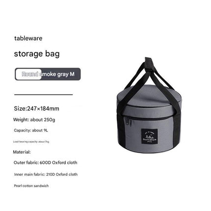 Portable Outdoor Kitchen Utensil Organizer,Waterproof Camping Cookware Storage Bag, Smoke Gray-Size M.