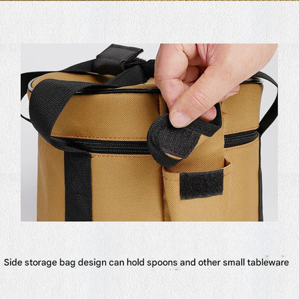 Portable Outdoor Kitchen Utensil Organizer,Waterproof Camping Cookware Storage Bag, Smoke Gray-Size M.