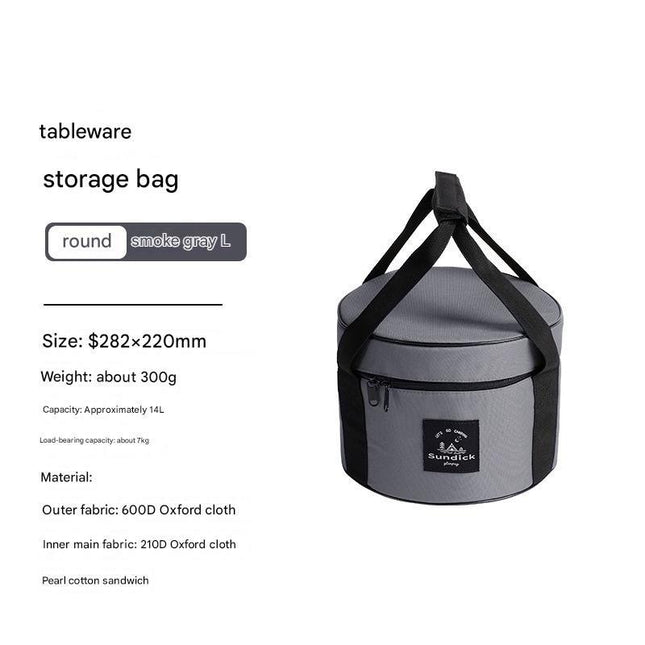 Portable Outdoor Kitchen Utensil Organizer,Waterproof Camping Cookware Storage Bag, Smoke Gray-Size L.
