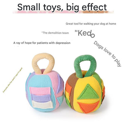 Interactive Dog Snuffle Ball Toy - Puzzle Treat Dispenser with Squeaker, blue pink.