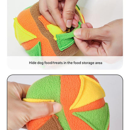Interactive Dog Snuffle Ball Toy - Puzzle Treat Dispenser with Squeaker, blue pink.