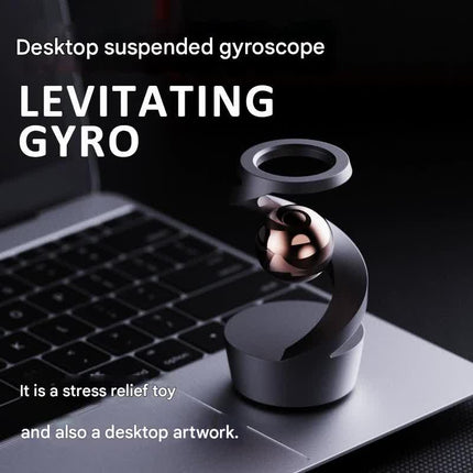Desktop Levitating Gyro,Magnetic Floating Desk Toy for Stress Relief, Elegant Design-grey.