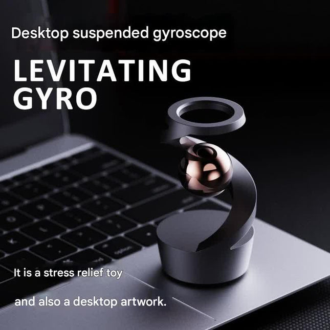 Desktop Levitating Gyro,Magnetic Floating Desk Toy for Stress Relief, Elegant Design-grey.