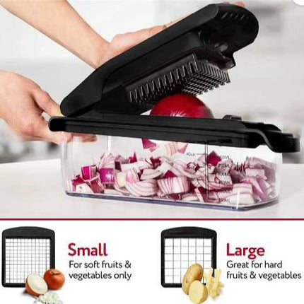 18-Piece Multi-Function Vegetable Chopper, Rotary Grater, Spiralizer and Slicer for Home Kitchen (White and green).