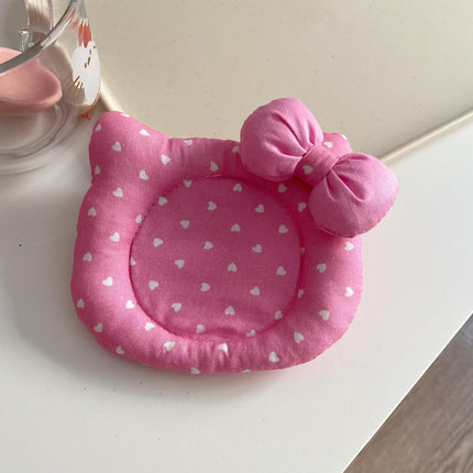 Korean INS Kitty Quilt Insulation Pad, Cute Fabric Kitchen Mat, Desktop Decoration (Pink).