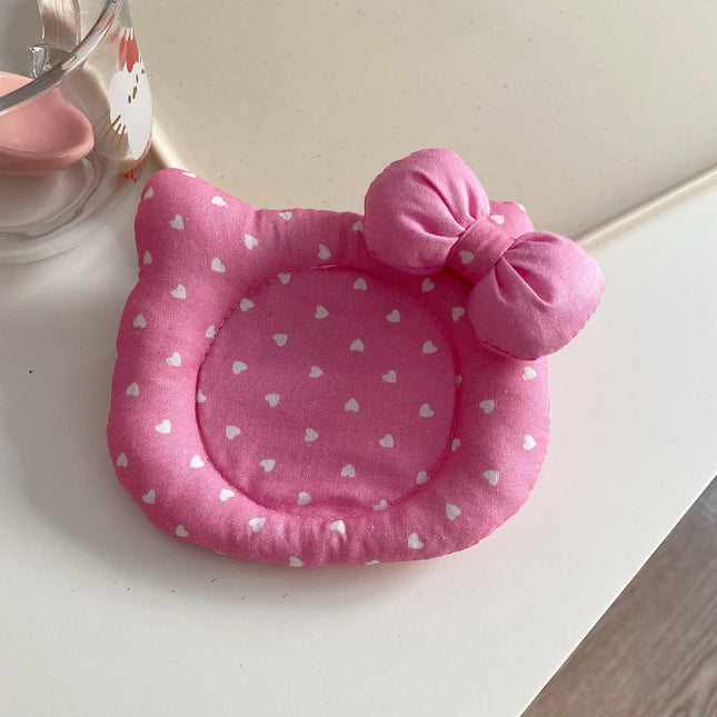 Korean INS Kitty Quilt Insulation Pad, Cute Fabric Kitchen Mat, Desktop Decoration (Pink).