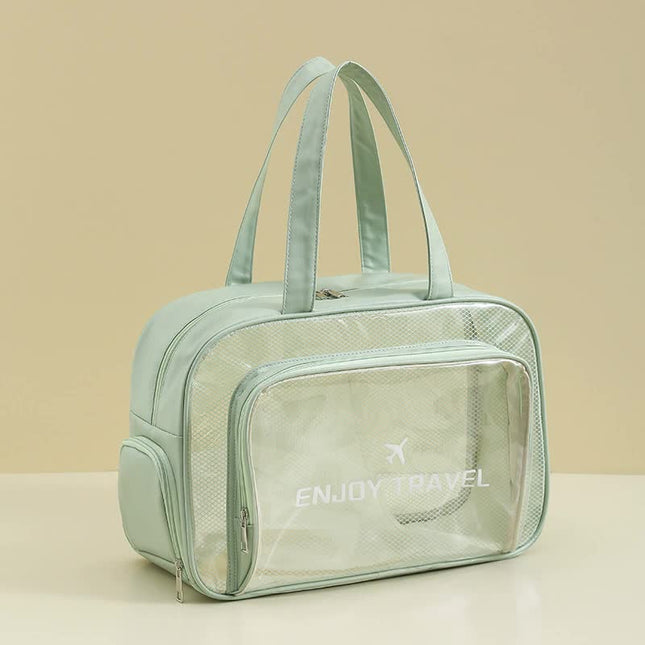 Waterproof beach bag with wet and dry separation, gym and swim storage bag, toiletries and cosmetic bag for swimsuits and goggles (green has shoe compartment).
