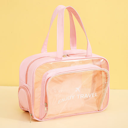 Waterproof beach bag with wet and dry separation, gym and swim storage bag, toiletries and cosmetic bag for swimsuits and goggles (Pink has shoe compartment).
