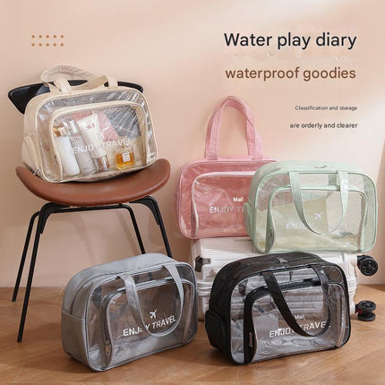 Waterproof beach bag with wet and dry separation, gym and swim storage bag, toiletries and cosmetic bag for swimsuits and goggles (Pink has shoe compartment).
