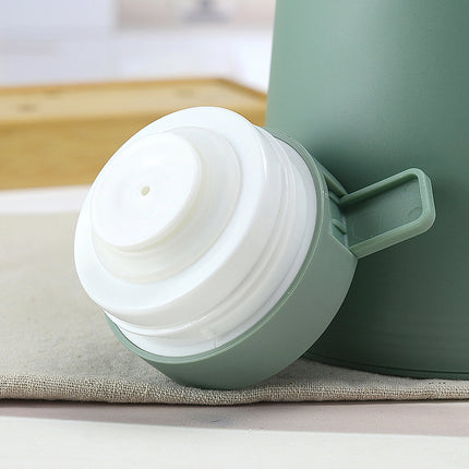 1000ml Bamboo Green thermos bottle with wooden handle, double-layer glass liner coffee pot, suitable for hot and cold drinks.