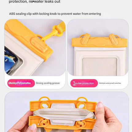 IPX8 Waterproof Phone Pouch with Inflatable Floating Layer,Touchscreen Dry Bag for Swimming(yellow).