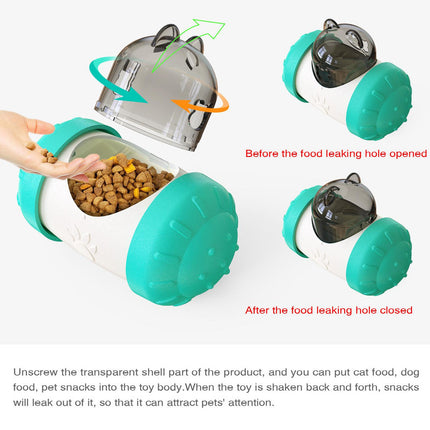Pet Tumbler Treat Dispenser Ball,Interactive Feeding Toy for Dogs and Cats(Blue and White).