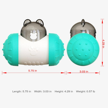Pet Tumbler Treat Dispenser Ball,Interactive Feeding Toy for Dogs and Cats(Blue and White).