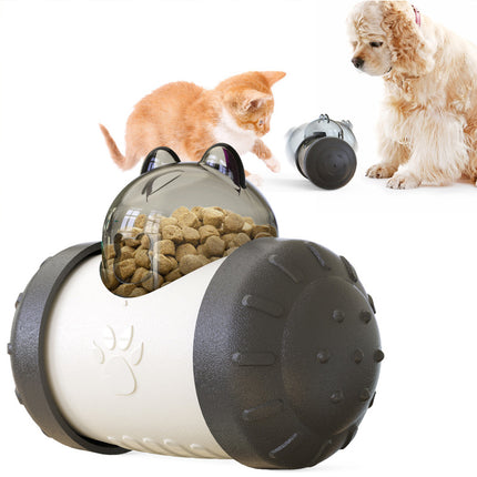 Pet Tumbler Treat Dispenser Ball,Interactive Feeding Toy for Dogs and Cats(Black and white).