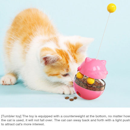Cat Teaser Cup Toy, Interactive Treat Dispensing Ball with Wand (Pink).