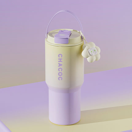 304 Stainless Steel Insulated Tumbler,Large Capacity with Handle and Cute Cloud Accessory(Purple).