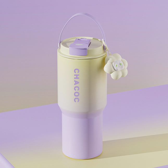 304 Stainless Steel Insulated Tumbler,Large Capacity with Handle and Cute Cloud Accessory(Purple).