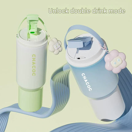 304 Stainless Steel Insulated Tumbler,Large Capacity with Handle and Cute Cloud Accessory(Pink).