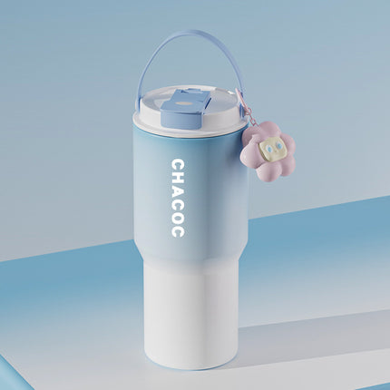 304 Stainless Steel Insulated Tumbler,Large Capacity with Handle and Cute Cloud Accessory(Blue).