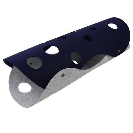 DIY Felt Cat Tunnel - Foldable Egg Roll-Shaped Pet Toy with Multiple Holes(Gray + Navy Blue).