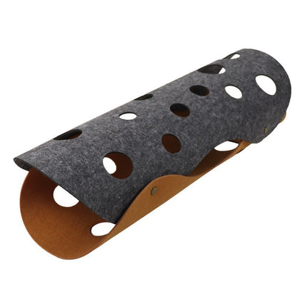 DIY Felt Cat Tunnel - Foldable Egg Roll-Shaped Pet Toy with Multiple Holes(Brown + Gray).