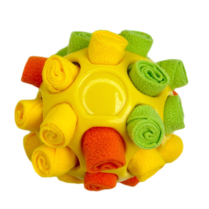 Rubber Snuffle Ball for Pets,Interactive Hollow Treat-Hiding Toy for Dogs and Cats(Orange).