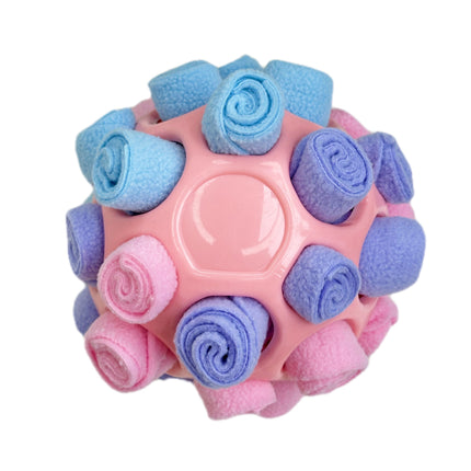 Rubber Snuffle Ball for Pets,Interactive Hollow Treat-Hiding Toy for Dogs and Cats(Pink).