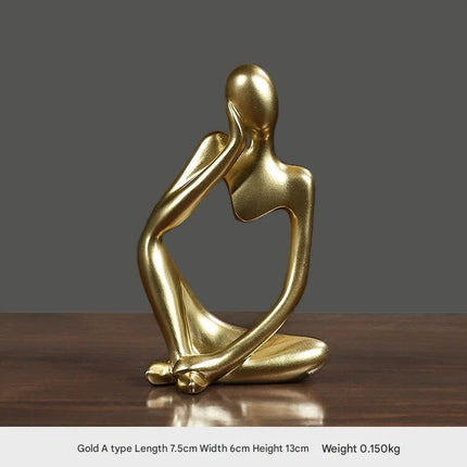 Nordic Abstract Resin Figurine - Modern Minimalist Home Decor Sculpture(Gold).