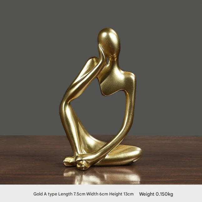 Nordic Abstract Resin Figurine - Modern Minimalist Home Decor Sculpture(Gold).