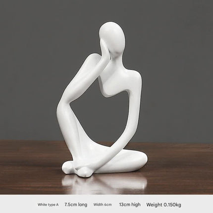 Nordic Abstract Resin Figurine - Modern Minimalist Home Decor Sculpture(White).