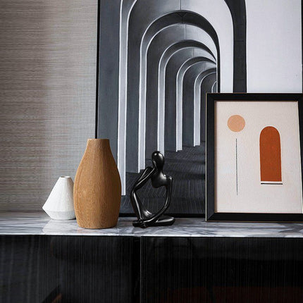Nordic Abstract Resin Figurine - Modern Minimalist Home Decor Sculpture(Silver).