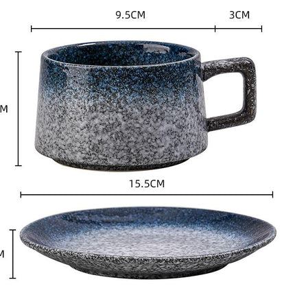 Vintage Ceramic Coffee Cup and Saucer Set - Elegant Afternoon Tea Set(Daisy Blue).
