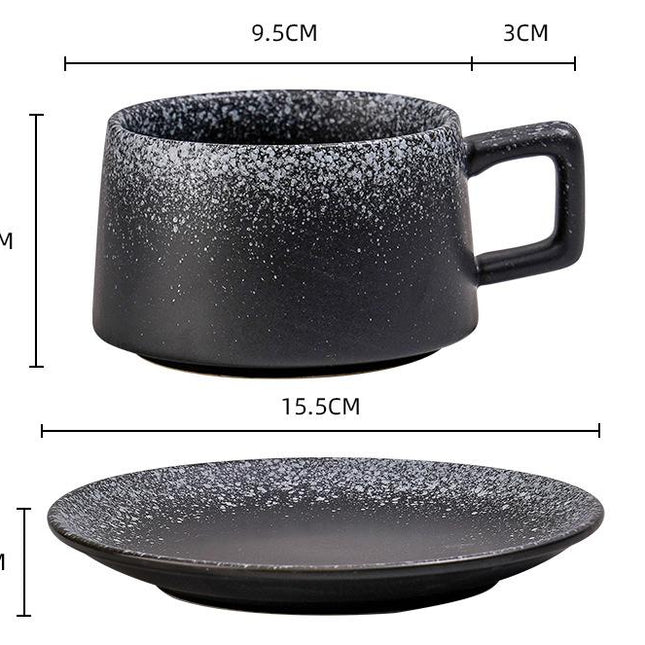 Vintage Ceramic Coffee Cup and Saucer Set - Elegant Afternoon Tea Set(Snow).