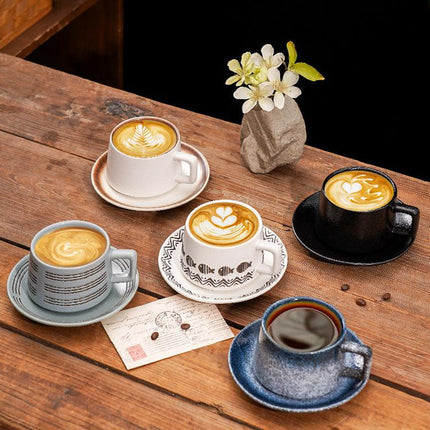 Vintage Ceramic Coffee Cup and Saucer Set - Elegant Afternoon Tea Set(Tea Embroidery).