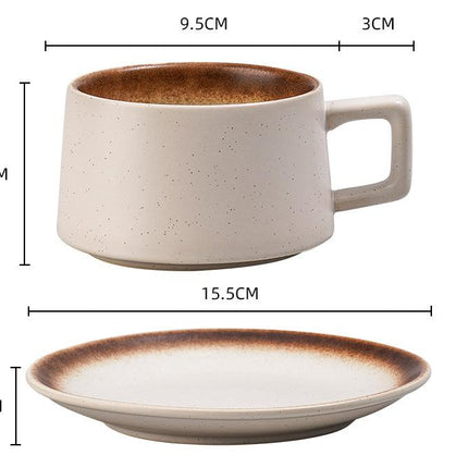 Vintage Ceramic Coffee Cup and Saucer Set - Elegant Afternoon Tea Set(Matcha White).
