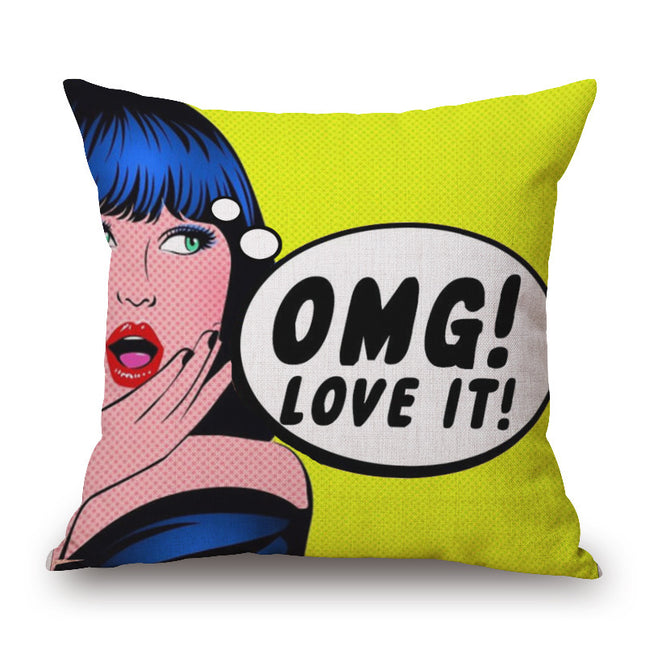 Pop Art Graphic Throw Pillow - Vintage Style Cushion for Home Decor(Yellow).