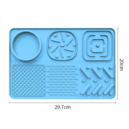 Pet Slow Feeder Lick Mat with Suction Cups - Anti-Anxiety Dog Feeding Mat(Blue).