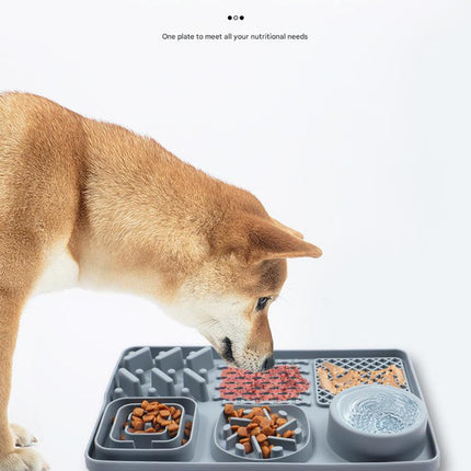Pet Slow Feeder Lick Mat with Suction Cups - Anti-Anxiety Dog Feeding Mat(Blue).