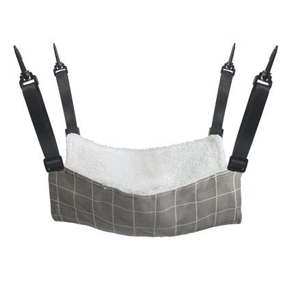 Cat Cage Hammock - Adjustable Double-Sided Pet Swing Bed with Hooks(Gray check).